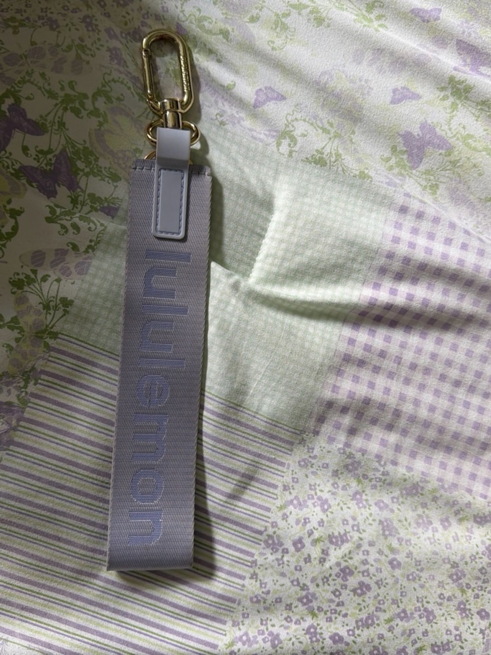 lululemon athletica Lavender Logo Wrist Strap with Gold Clip